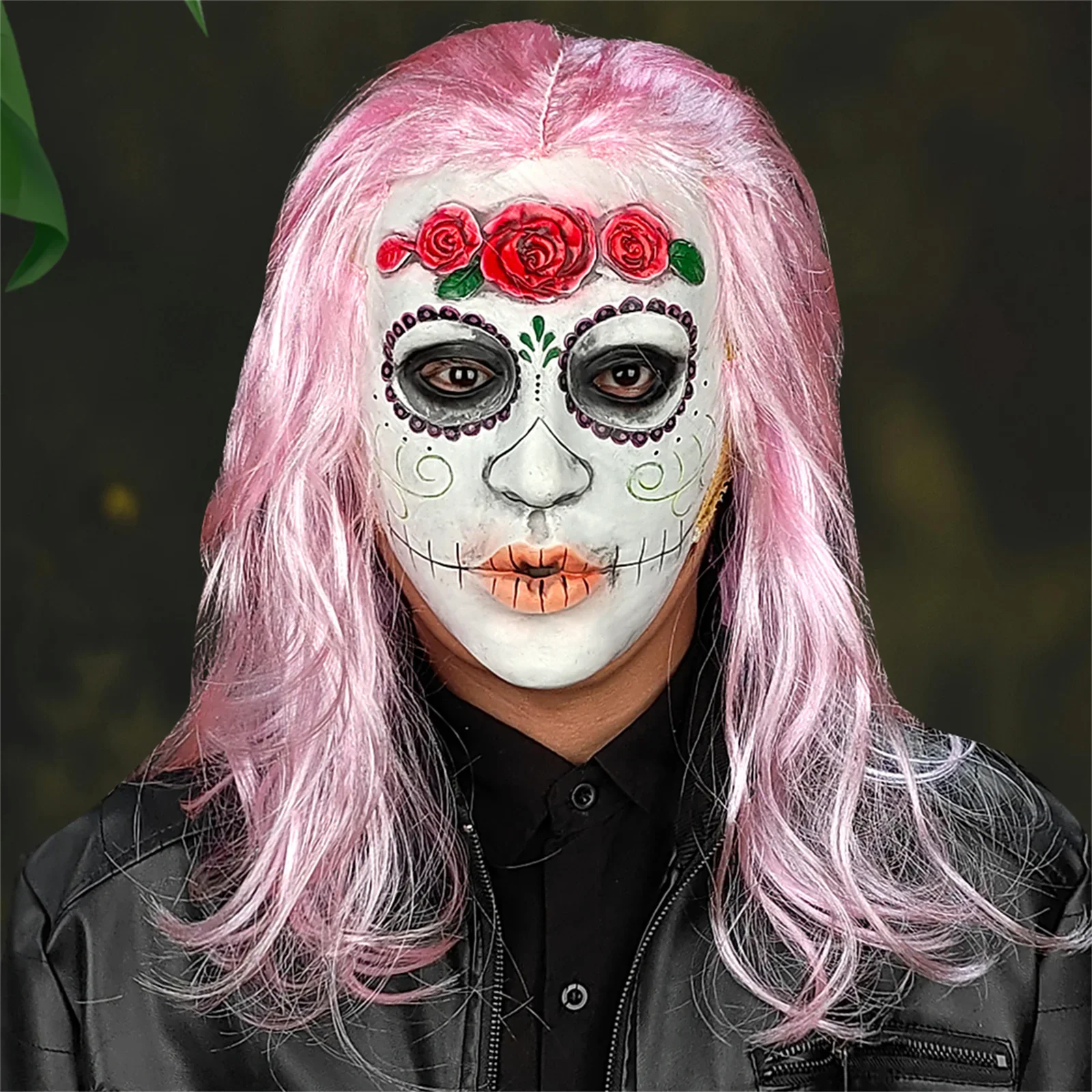 Máscara de bruxa rosa rosa quente, sucesso de carnaval de mordaça! Nat. Artesanato em látex, filme FX pintado à mão, cosplay/festa/mascarada/festival/carnaval