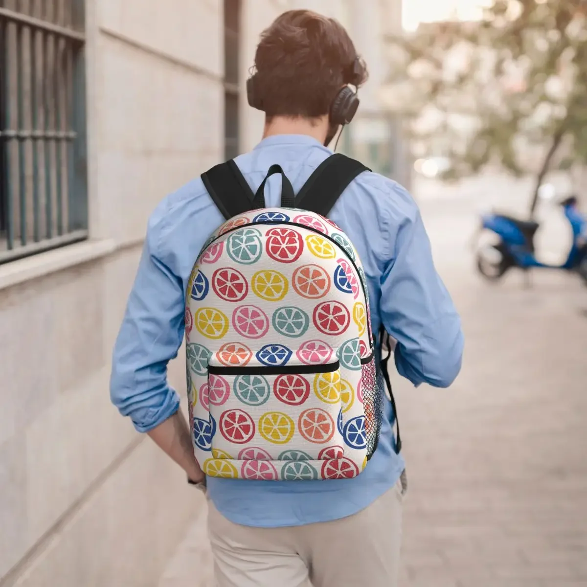 Colorful Lemon Pieces Pattern Student Backpack School Bag Hiking Travel Daypack for Men Women Bookbag Shoulder Bags