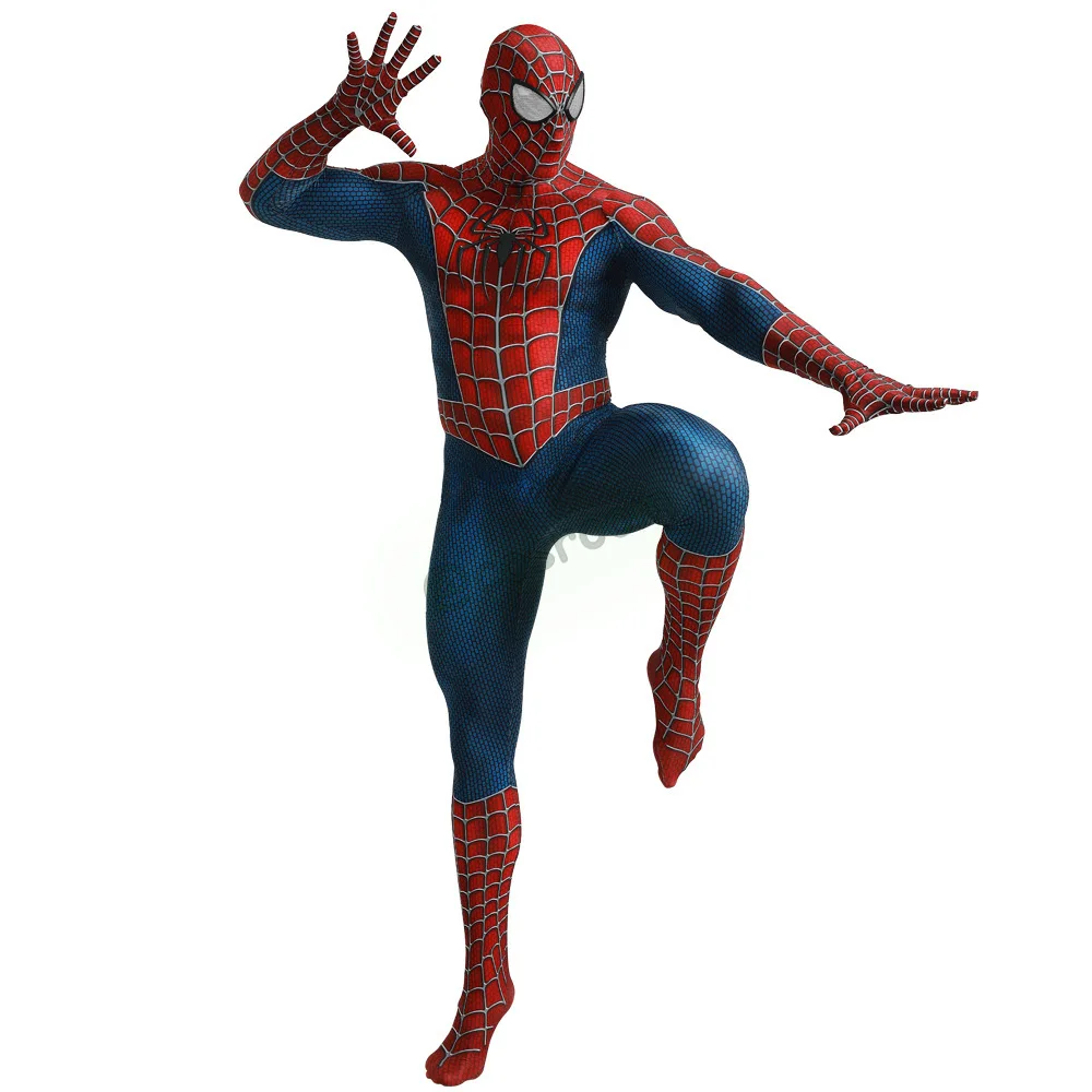 Spiderman Tobey Maguire Costume Red Raimi Cosplay Superhero Jumpsuit Halloween Costume Carnival Party Spandex for Adult