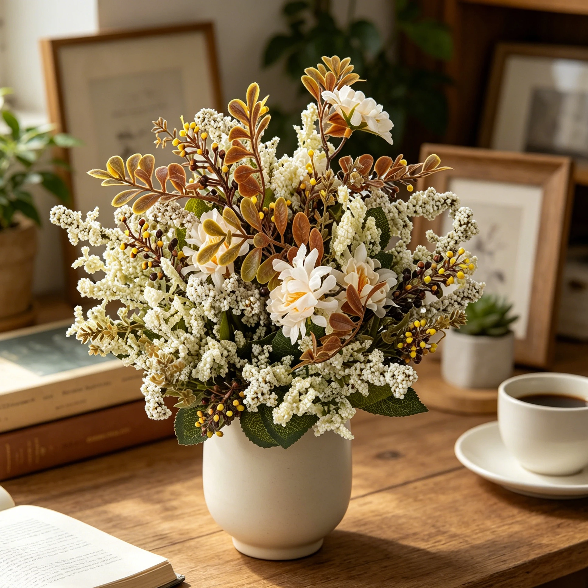 Künstliche Seidenblumen Pflanzen Chrysanthemen Blasengras für Feiertage, Zuhause, Garten, Hochzeit, Brautsträuße, Hintergrund-Dekorationen