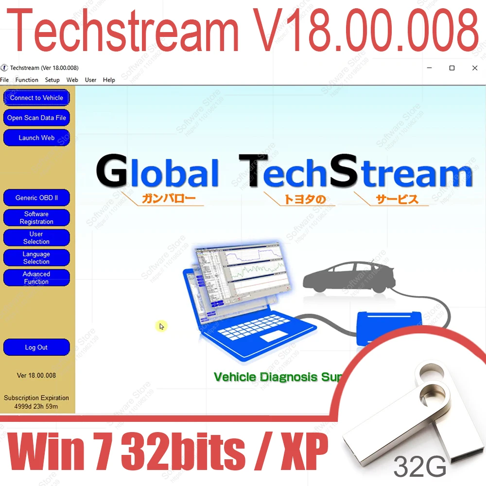 Techstream V18.00.008 mini vci Techstream car scanning software For MINI VCI OTC Scanner ECM ECU coding diagnose for Toyota