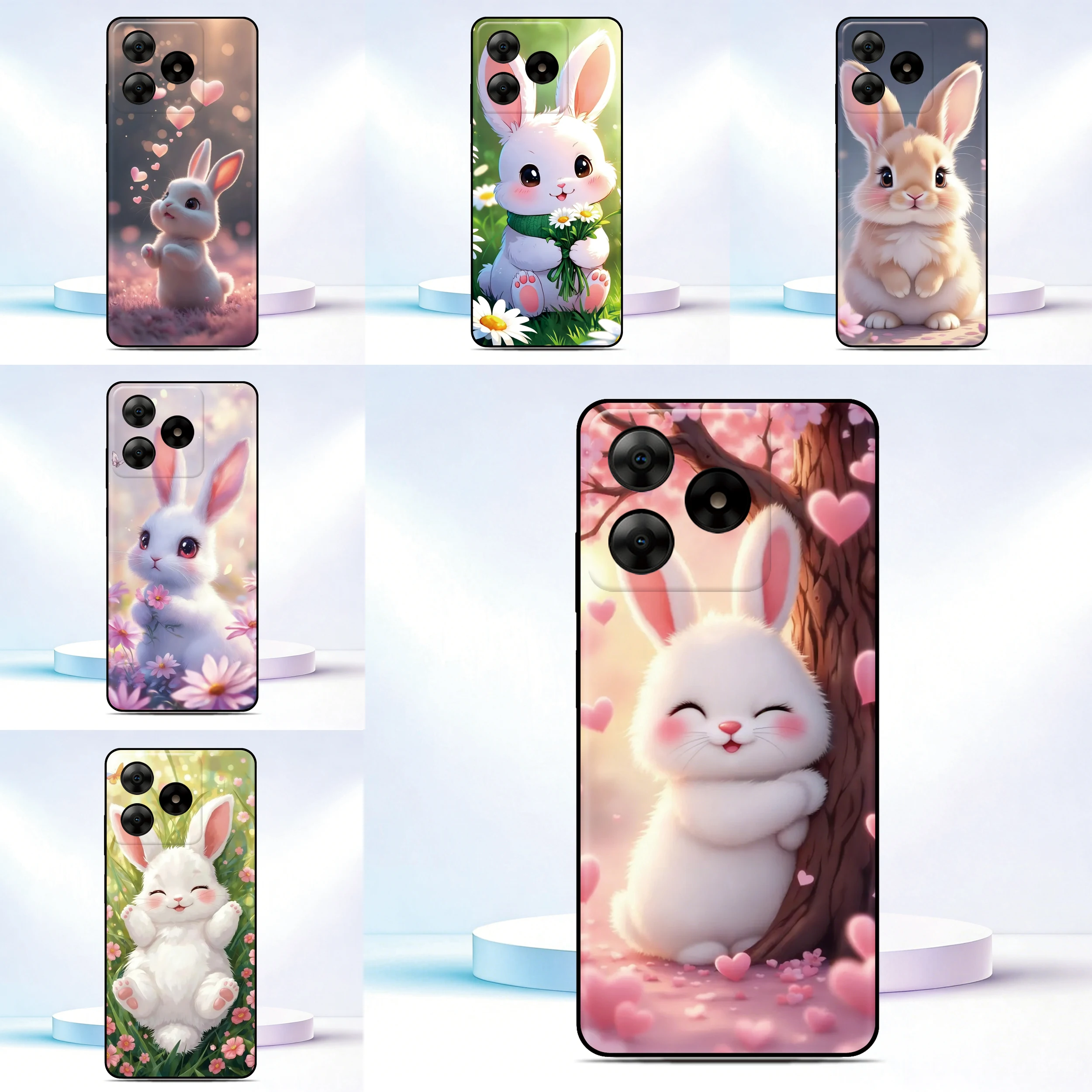 Cute Bunny Rabbit Phone Case For UMIDIGI G9 G9A G9C G9X G5 G6 G2 G1 A9 A11s A11 A13 Pro Max Bison GT GT2 X20 Custom Cover
