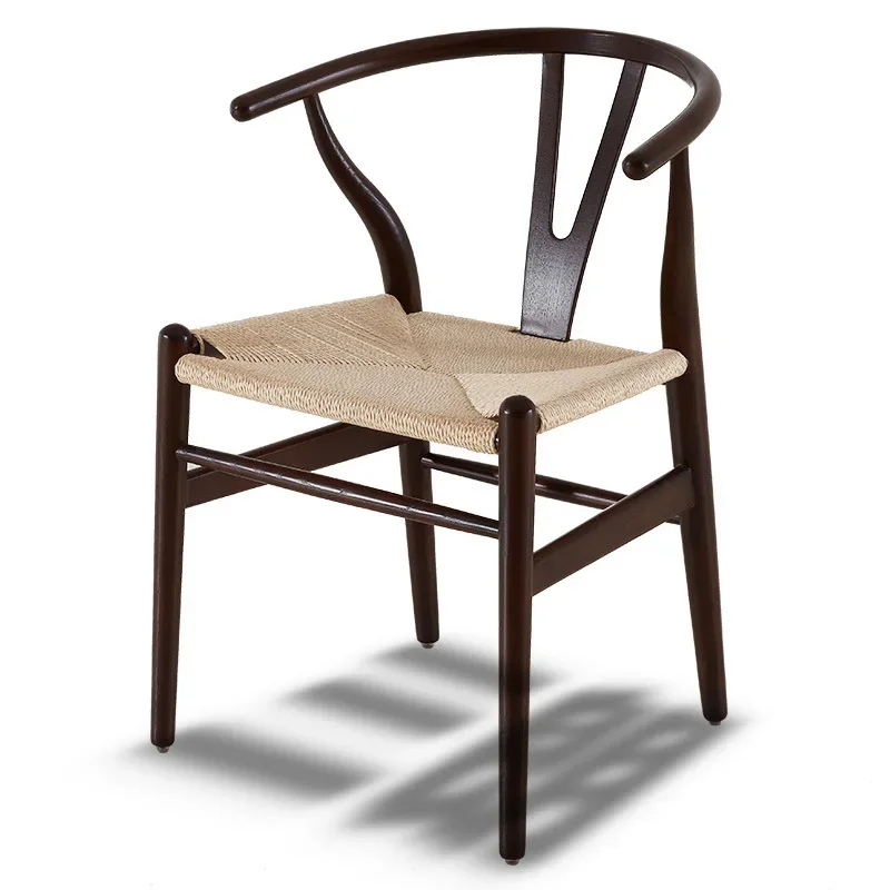 The product can be customizedNordic Weaving Vine Solid Wood Dining Chair, Home Backrest Stool, Homestay Designer, Ho