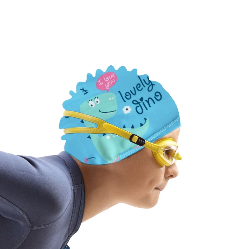 Kids Swimming Cap Lovely Cartoon Bathing Hat Elastic Water Sports Caps Children Diving Surfing Turban Ear Protection Swim Hats