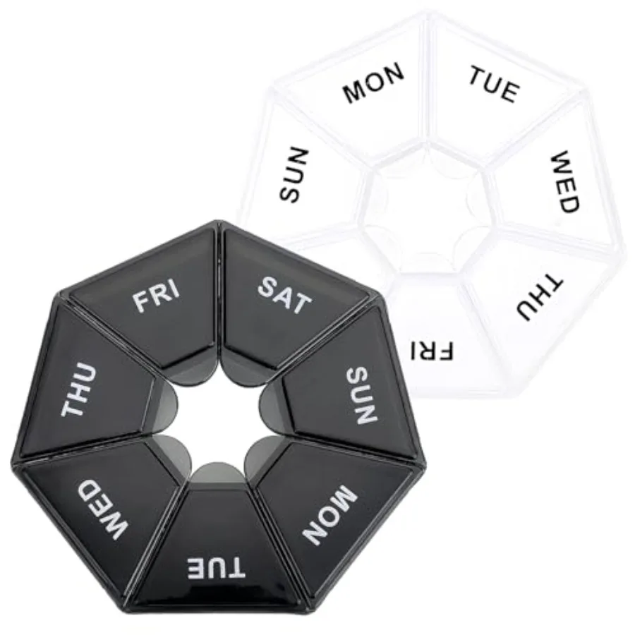 

7 Day Pill Organizer, 2 Pcs Medicine Pill, Daily Pill older, Portable Travel Pill Container older ket or Purse, Medicine Planne