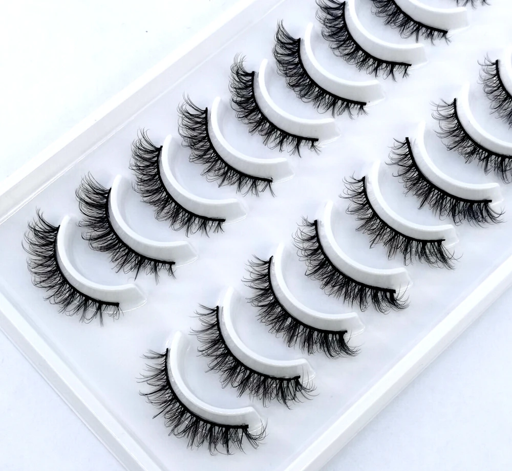 HBZGTLAD Russian Strip Lashes 10 Pairs 3D Mink Lashes Natural Eyelashes Dramatic False Eyelashes Wholesale Eyelash Extension