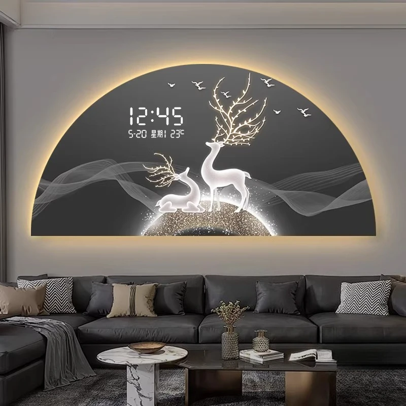 Living Room Wall Clocks Luxury Creativity LED Clock Wall Mounted Digital Display Electronic Wall Clock Murale Lamp Home Decor
