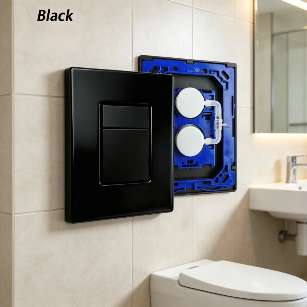 

Black Wall-mounted Toilet Flush Valve for Grohe Hidden Water Tank Pneumatic Panel Switch Compatible with GD2 38732/38966