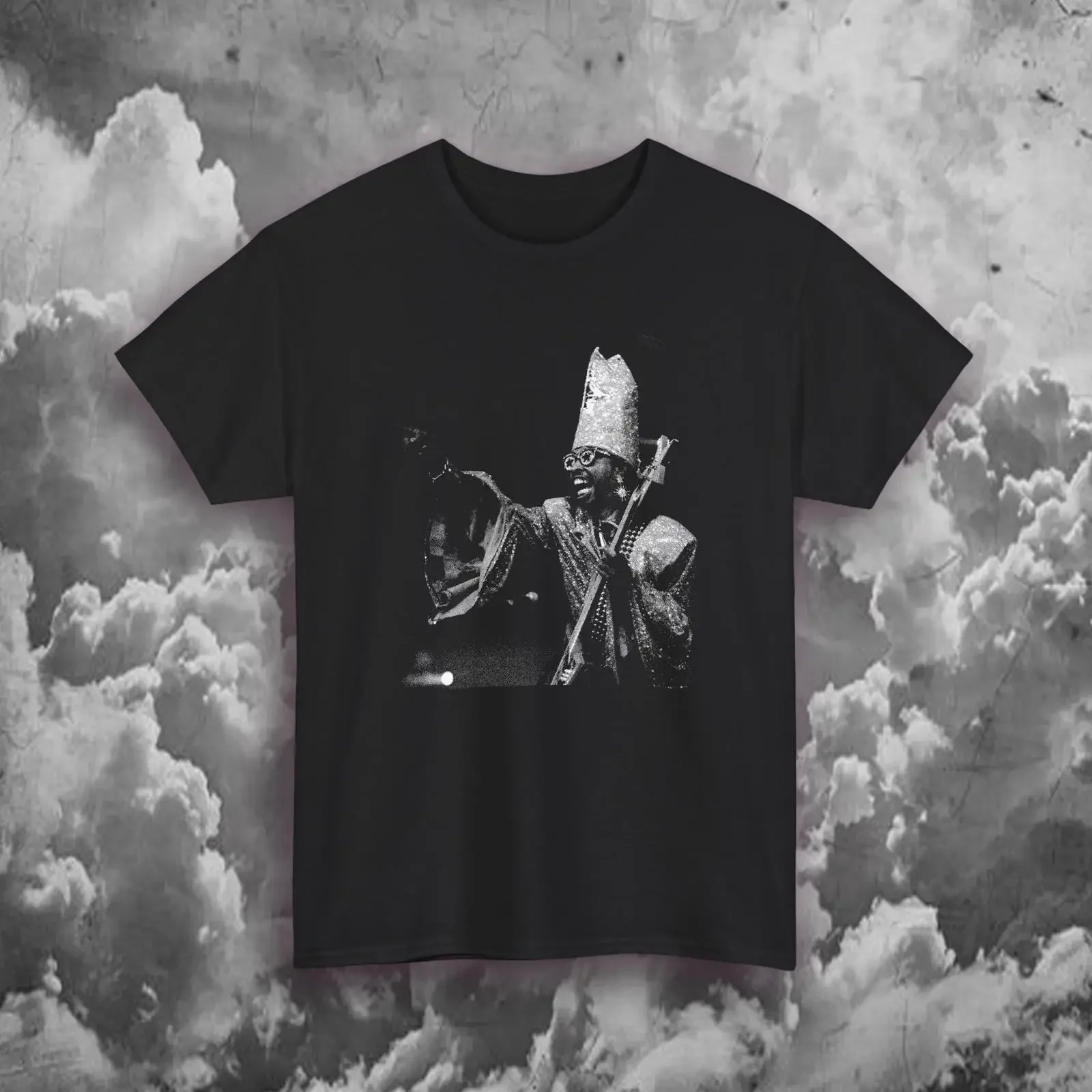 bootsy collins photo T Shirt vintage Washed graphic Slightly Top For Everyday Wear Stylish Versatile Stretched Breathable