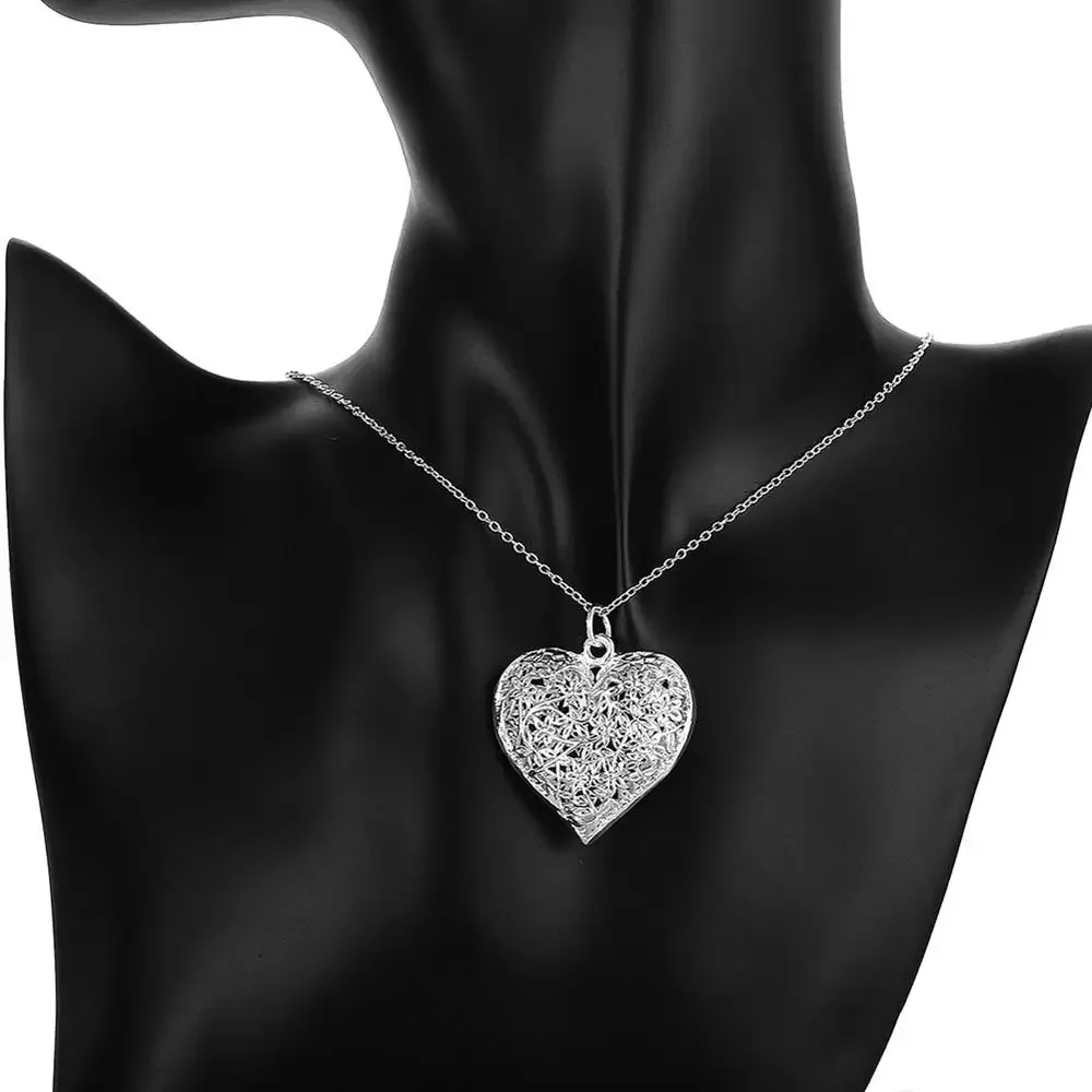 18-26inch 925 Sterling Silver Necklace For Women Heart Leaf pattern Pendant Christmas gifts high quality wedding Jewelry