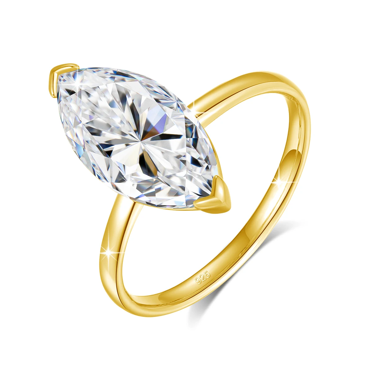 

6.5*13mm 2.5ct Marquise Cut Moissanite Rings for women 18k Gold Plated 925 Sterling Silver Solitaire Wedding Band Bridal Jewelry