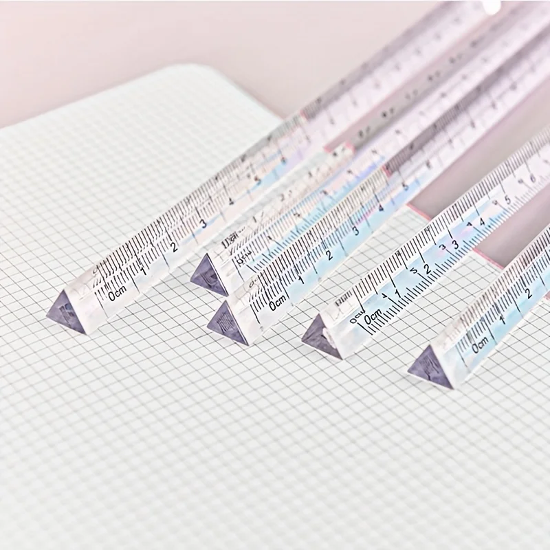 قطعة واحدة - مسطرة مثلثة شفافة مع مقياس - أداة رسم وقياس متعددة الوظائف، بلاستيك متين، قرطاسية للطلاب #1