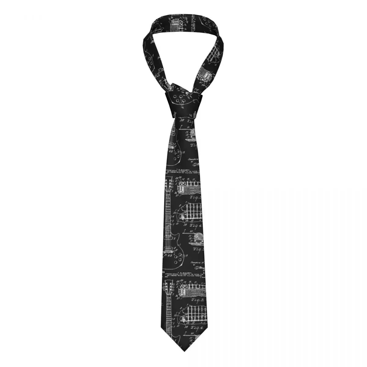 Patent Acoustic Electric Guitar Music.png Necktie Unisex Fashion Polyester 8 cm Classic Neck Tie Mens Daily Cravat Wedding Gift