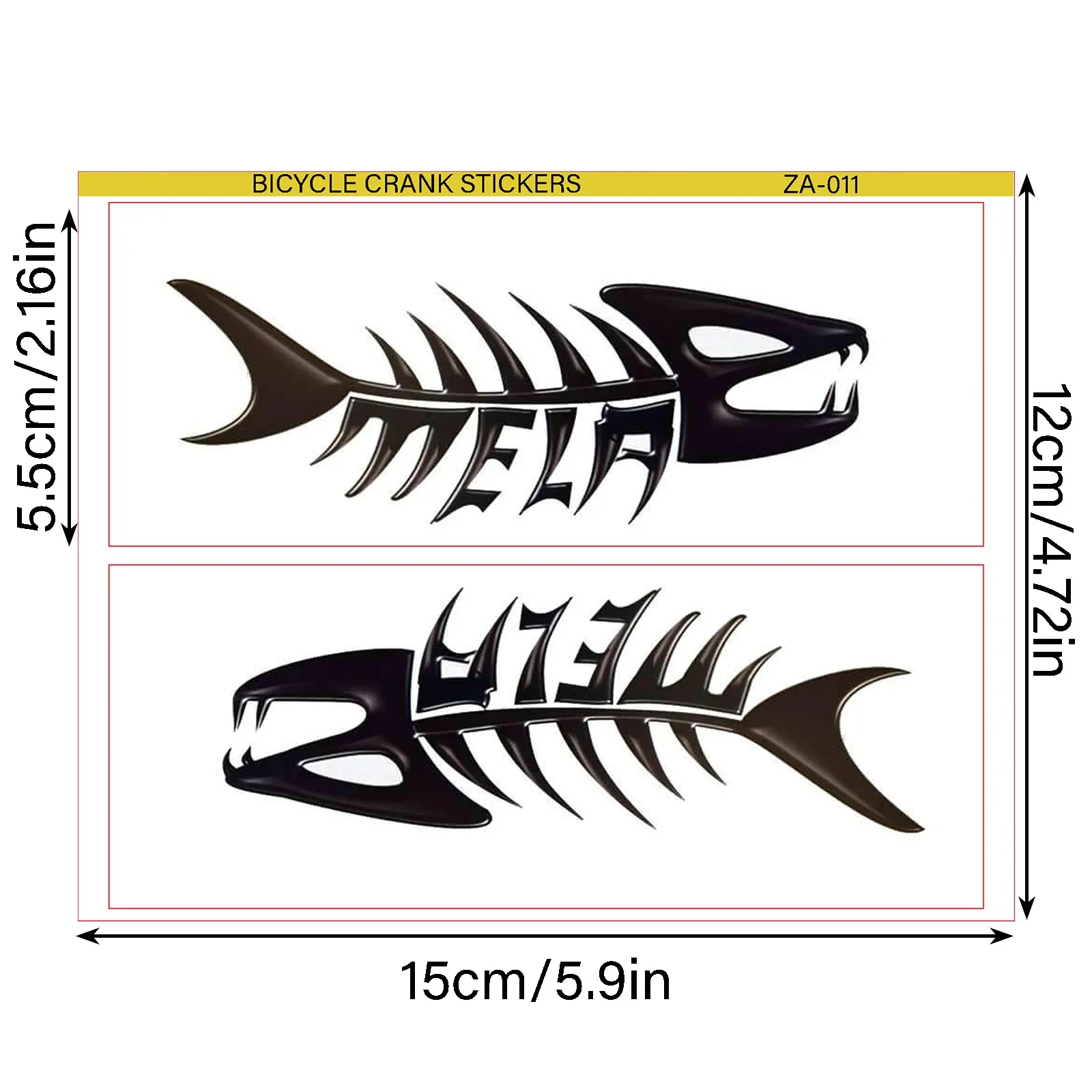 1pair Shark Mouth Skeleton Bike Crank Stickers, Waterproof Vinyl Decals for Bicycle Crank, Chain Guard & Frame
