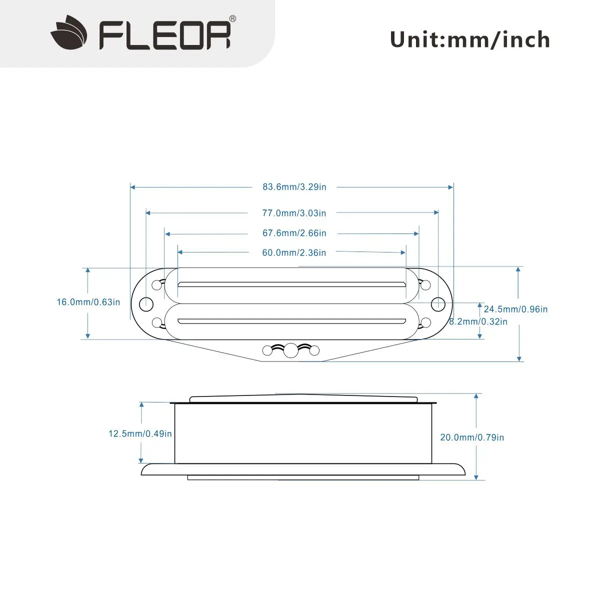 FLEOR 1PCS Ceramic Hot Dual Rails Pickup Pickup ST Electric Guitar Mini Humbucker Pickup Black 4 Wires