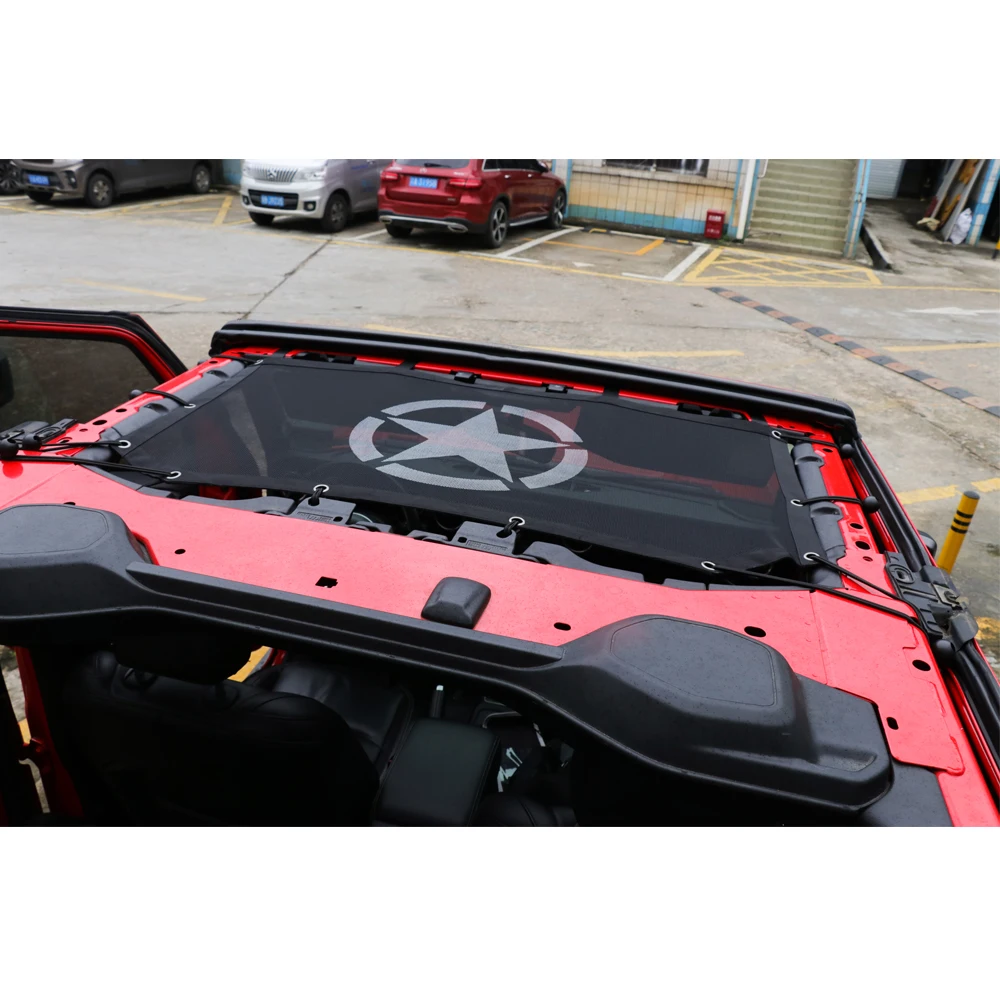 Mesh Sun Shade Top with Star Pattern for 2018+ Jeep Wrangler JL 2/4-Door, Polyester UV Protection Heat Reduction, JL1319 - view 4