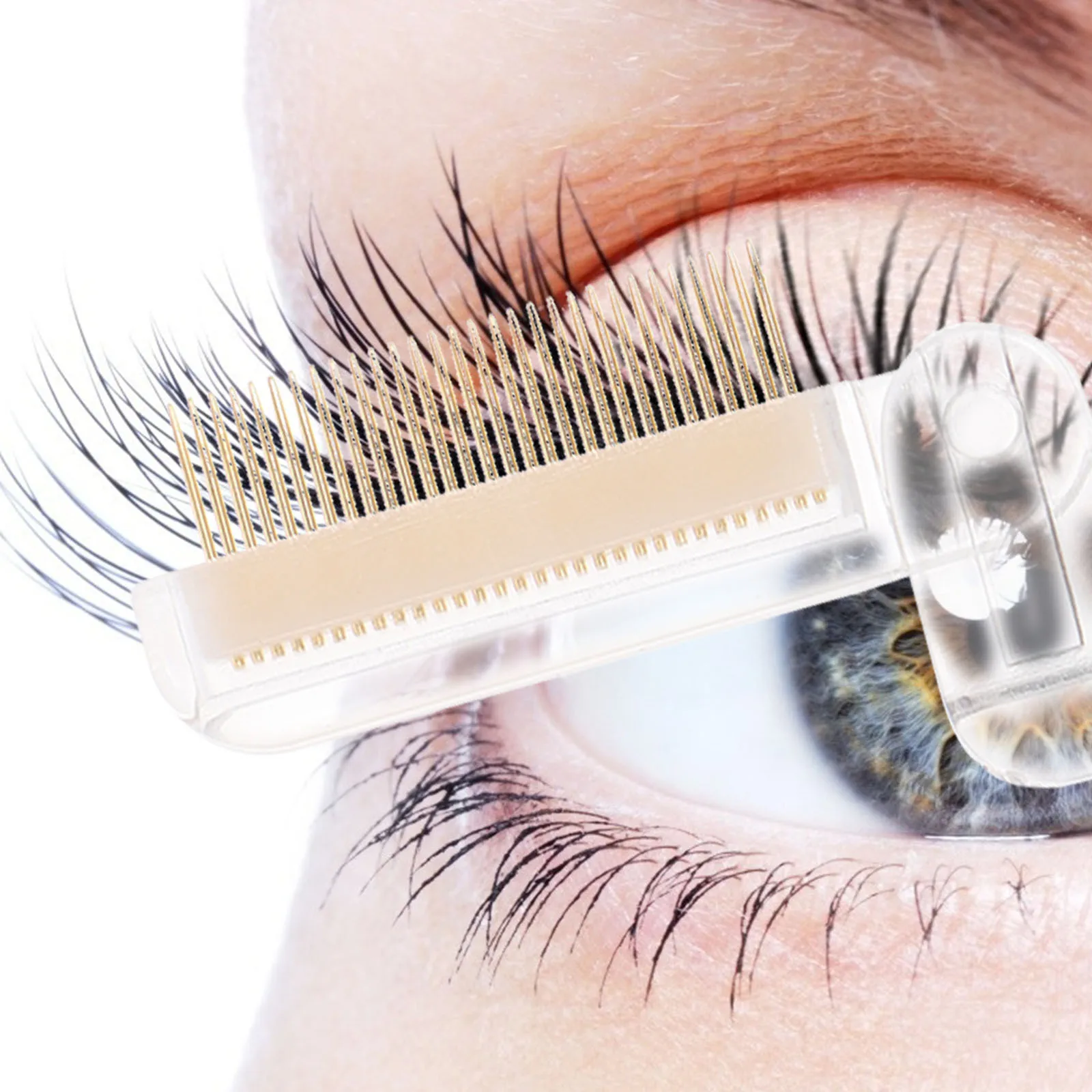 2-delige make-upborstelset Wenkbrauw- en wimperkam Goed geselecteerd pc-materiaal Gladde afwerking Wimpervormgevend gereedschap Draagbaar ontwerp