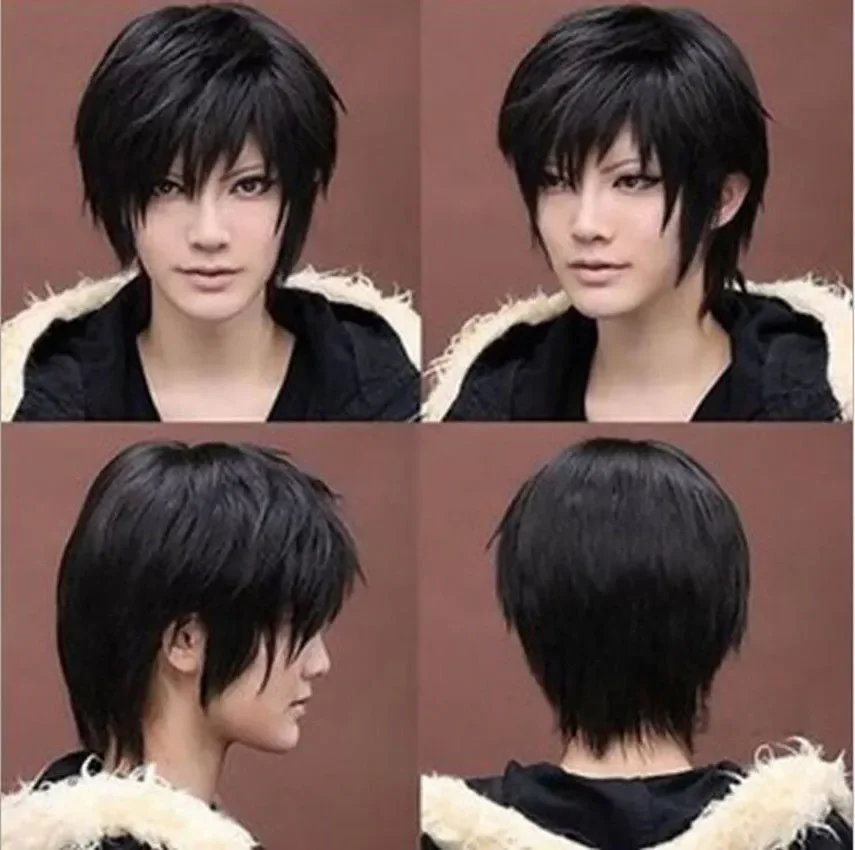 

Synthetic New Sexy Men's Handsome Black Short Straight Cosplay Party Hair Wig