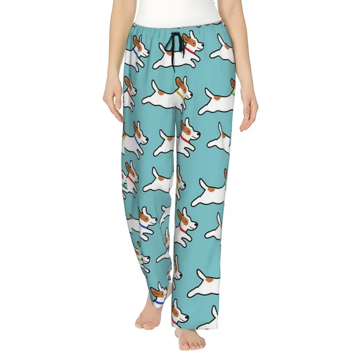 

Custom Cute Jack Russell Terrier Running Dog Women Pajama Pants Lounge Sleep Sleepwear Bottoms with Pockets