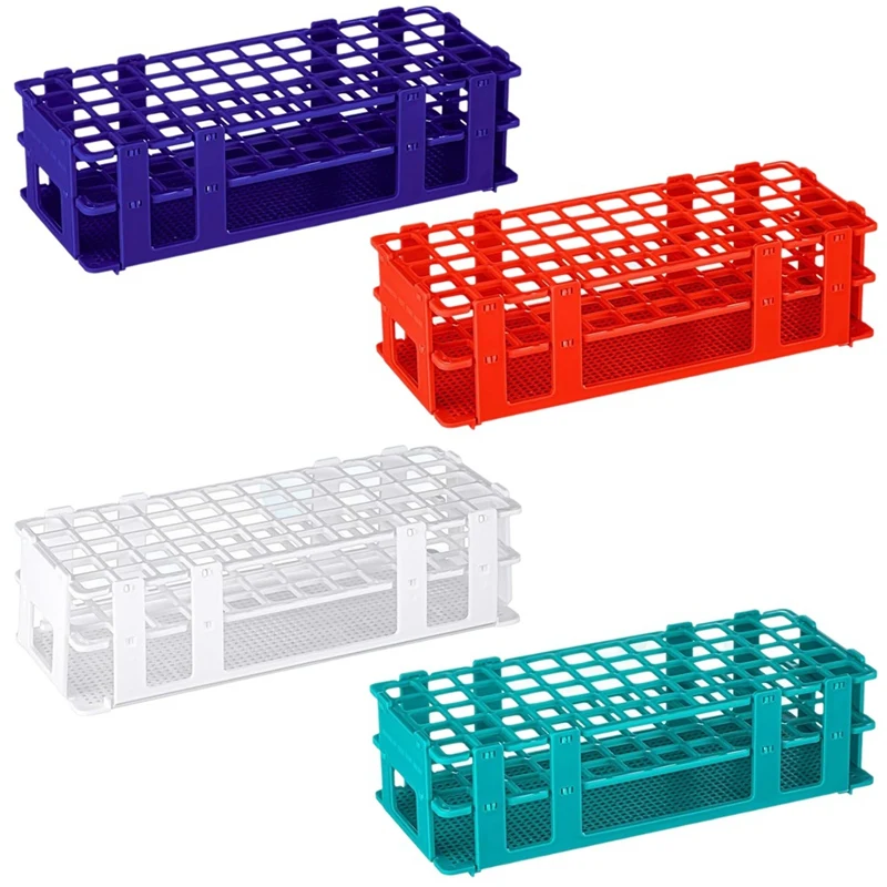 4 Pcs Plastic Test Tube Rack Test Tube Holder Rack Detachable Tube Holder For 16Mm Test Tubes