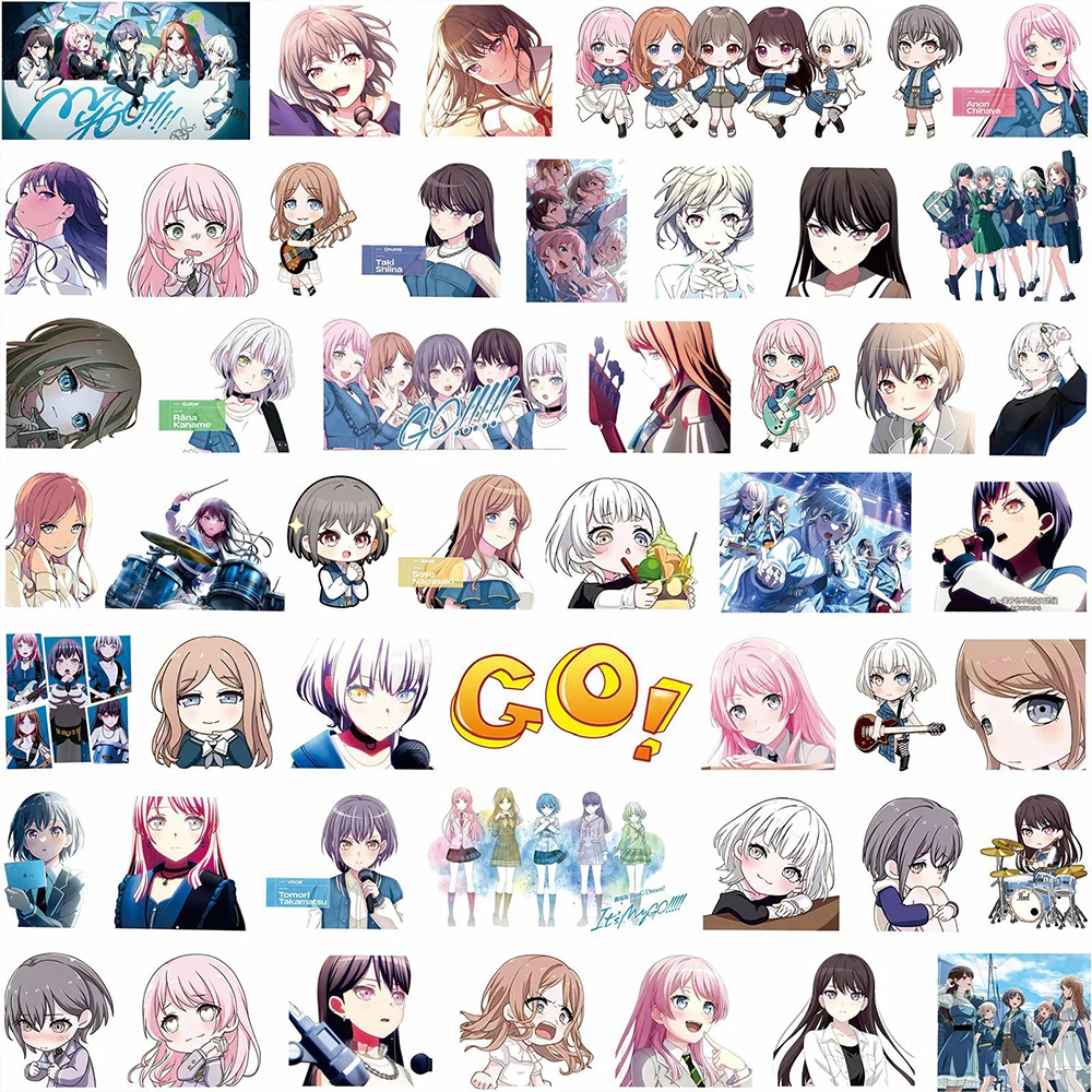 20/40/80pcs Kawaii Girls BanG Dream Stickers Mygo Anime Sticker Cute Takamatsu Tomori Anon Chihaya Rana Kaname Cartoon Decals