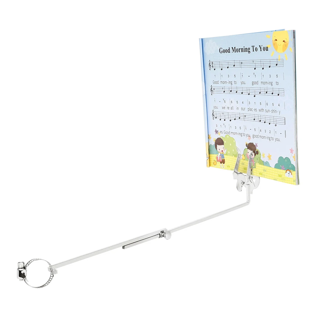 Prata Mini Lightweight Music Stand, Silver Clip, Flauta Papel Clamp Acessório, Peças de madeira