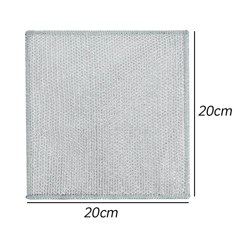 Double Sided Silver Wire Cleaning Cloth Non -stick Oil Deep Cleaning Dishwashing Towel Magic Rag for Kitchen Dish Pot Cleaning