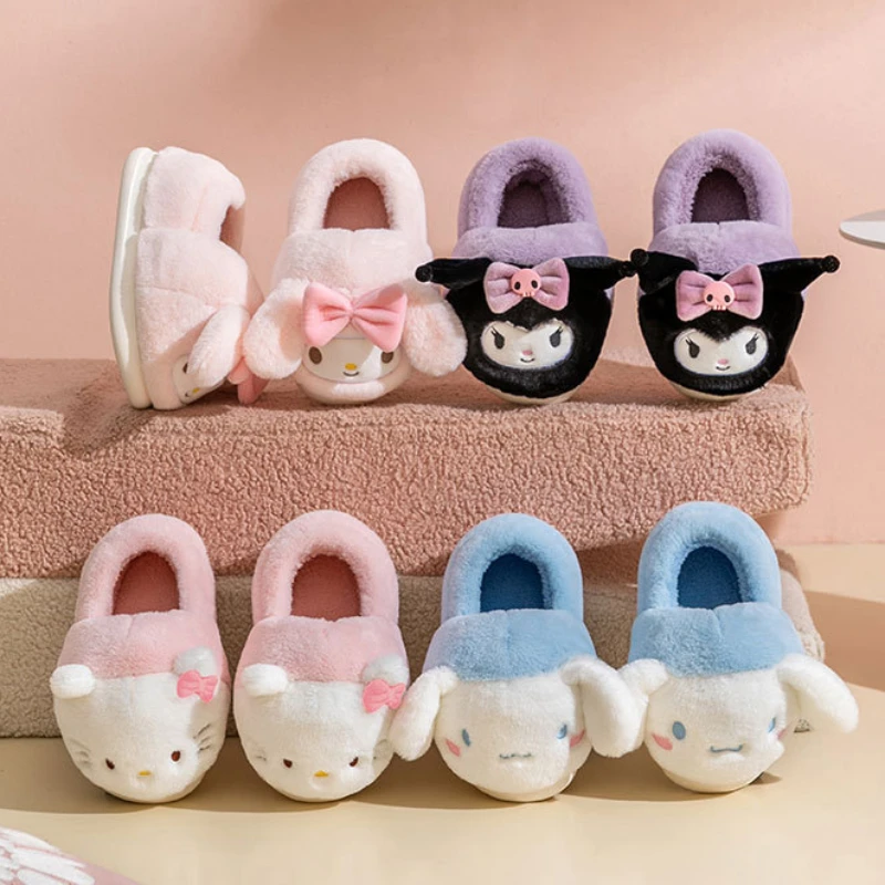 

Sanrio Cute Cartoon Hello Kitty My Melody Cinnamoroll Cotton Slippers Sweet and Simple Keep Warm Slipper Cute Things for Girls