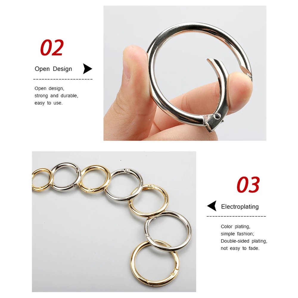 Dog Chain Keyring Openable Zinc Alloy Handbags Ring Buckle Snap Clasp Spring Gate Snap Hooks O-Ring Buckle