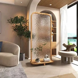 Changhong glass modern light luxury living room screen partition entry solid wood entrance Nordic mobile shielding seat screen n