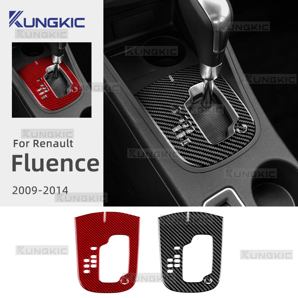 Para Renault Fluence 2009 2010 2011 2012 2013 2014 pegatina de fibra de carbono suave Real LHD Panel de cambio de marchas de coche automático Panel embellecedor