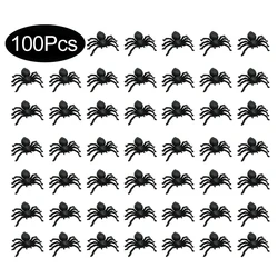 50/100pcs Halloween Ragni Neri Piccolo Luminoso Ragno di Plastica Festa di Halloween Decorazione Della Casa Ingannevole Scherzo Giocattolo Casa Stregata
