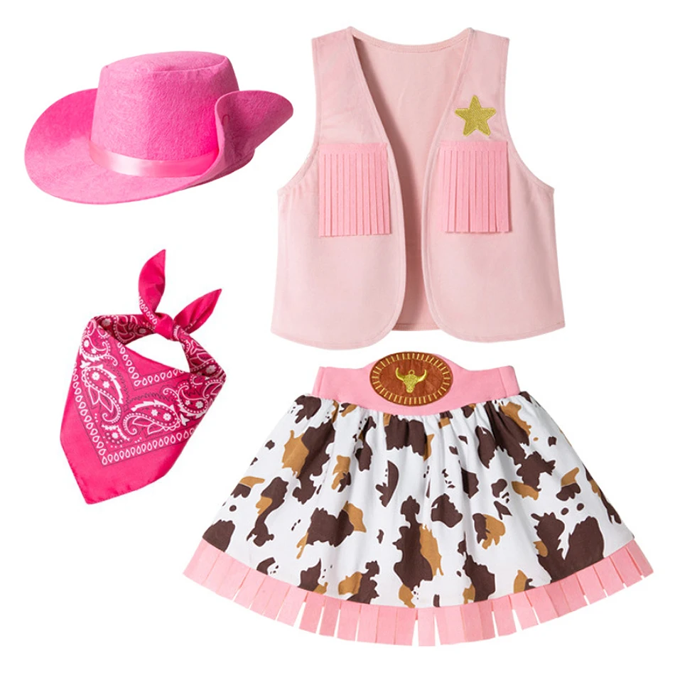 Baby Girls Cowboy Skirt Set Birthday Gift Child Festival Theme Party Outfits Kid Halloween Carnival Costume Performance Vestidos