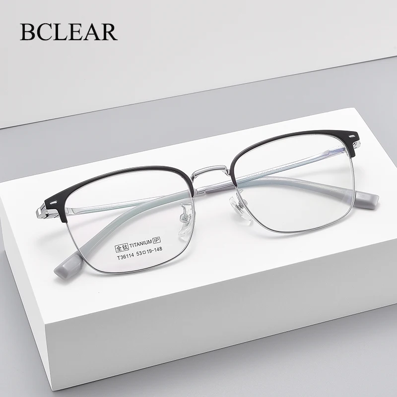 

BCLEAR Men Women Retro Glasses Frame Ultra-light Titanium Myopia Glasses Optical Prescription Fashion Desgin Eyeglasses Frame