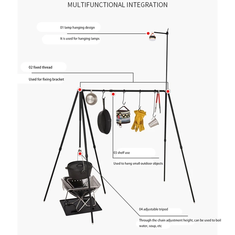 Camping Shelf Hanger Hanging Rack Multi Tools Outdoor Camping Triangular Rack Portable Camping Equipment