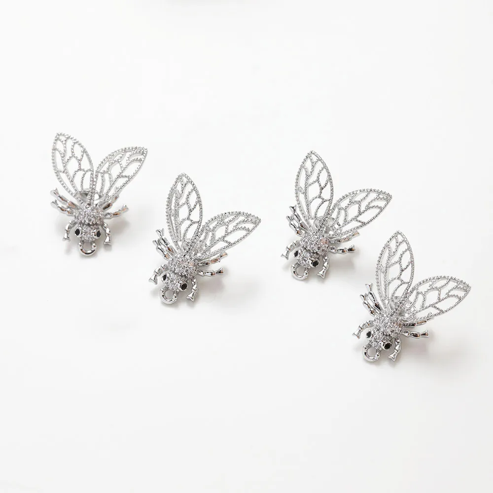 4PCS 14k Gold Plated Honeybee Charms Can Hang Pearls for Jewelry Making Pendant DIY Hand Made Brass Accessories 13*17mm