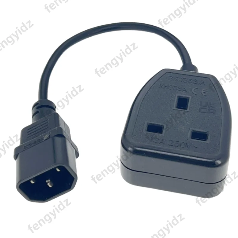 fengyi IEC C14 Male Plug to UK BS1363 Female Socket Power Adapter Cable 0.3m, Connect C13 Adapter Lead Cord for PDU UPS 13A 250V
