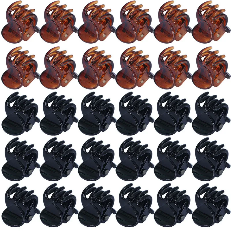 10-20Pcs Hair Claw Clips for Women Girls 1cm 1.5cm Black Brown Transparent Plastic Clamp for Ladies Headwear Hair Accessories