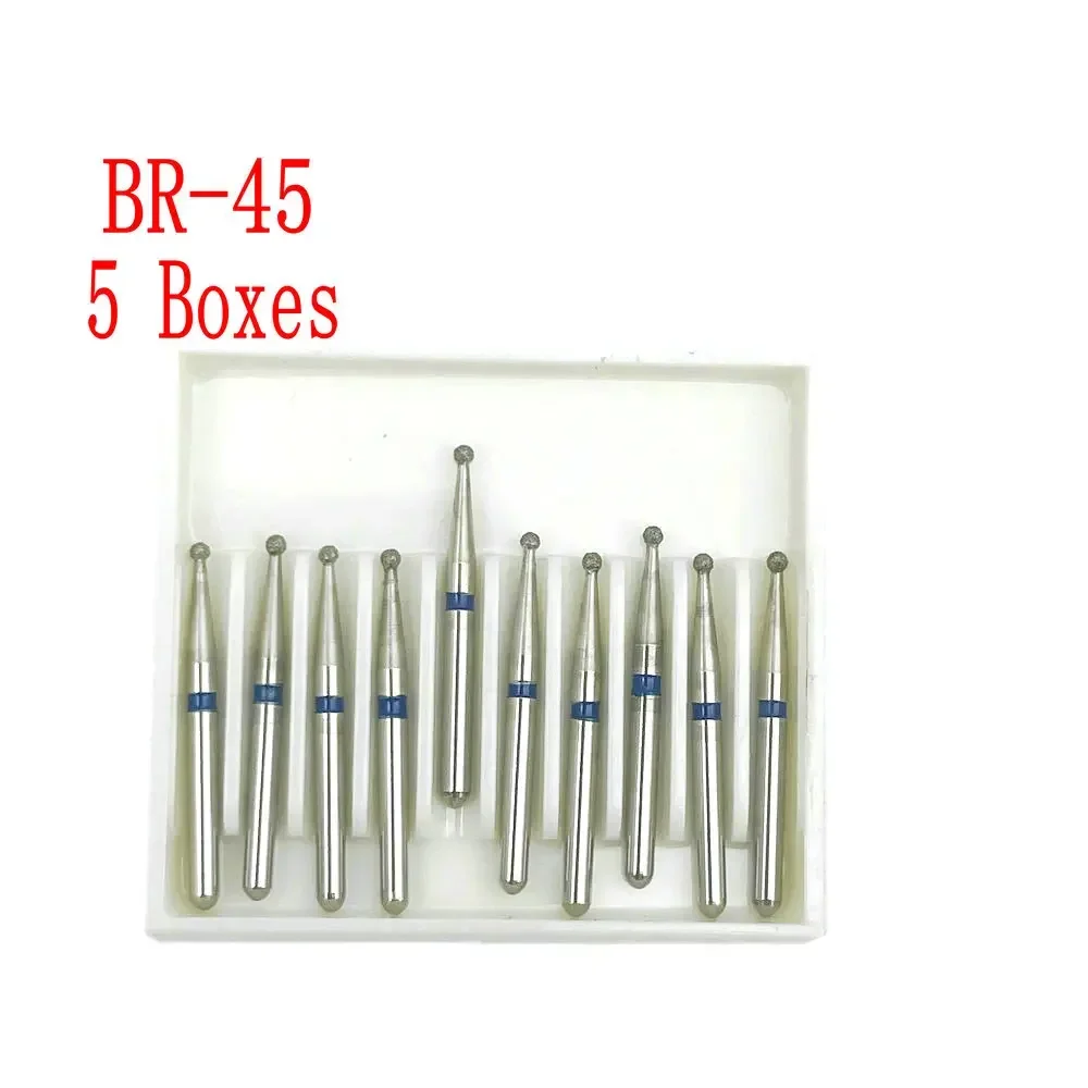 50 sztuk/5 pudełek Dental diamentowa kula okrągłe Burs Dental szybka prostnica Burs dentystyczne wiertła diamentowe 1.6mm Shank BR Series