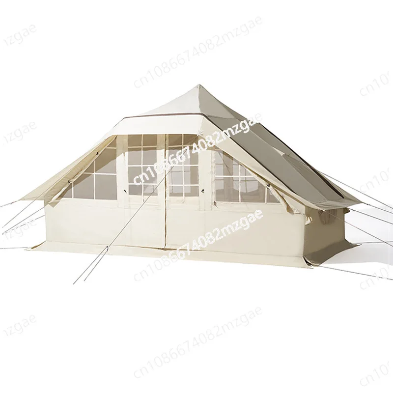 

Camp quick open inflatable tent, outdoor 5-8 people thickened rainproof camping tent large space cotton roof tent