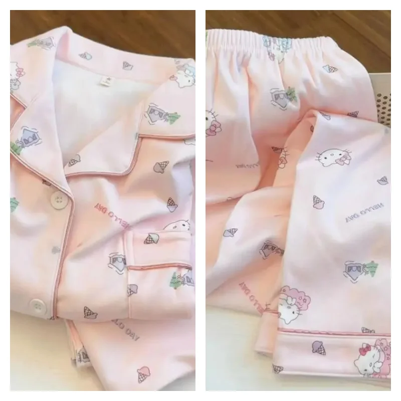 

Cute Kitty Fleece Pajamas Women Long Sleeve Long Pants Homewear Set Warm Winter Outfit Loungewear Sleepwear Kawaii Nightwear Set