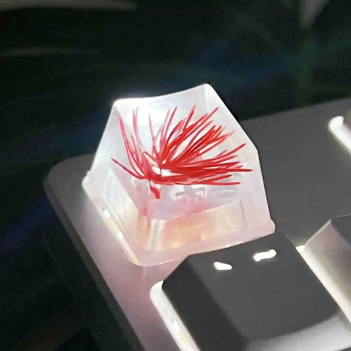1PC Resin Keycap drop glue high permeable Pine needle spline OEM Profile Personalized MX Cross Switch mechanical keyboard keycap