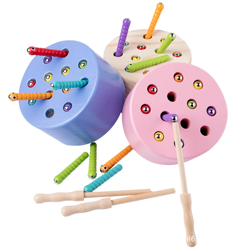Children's fishing toys magnetic early education kindergarten fish rod toy parent-child fishing training catch bug toy game