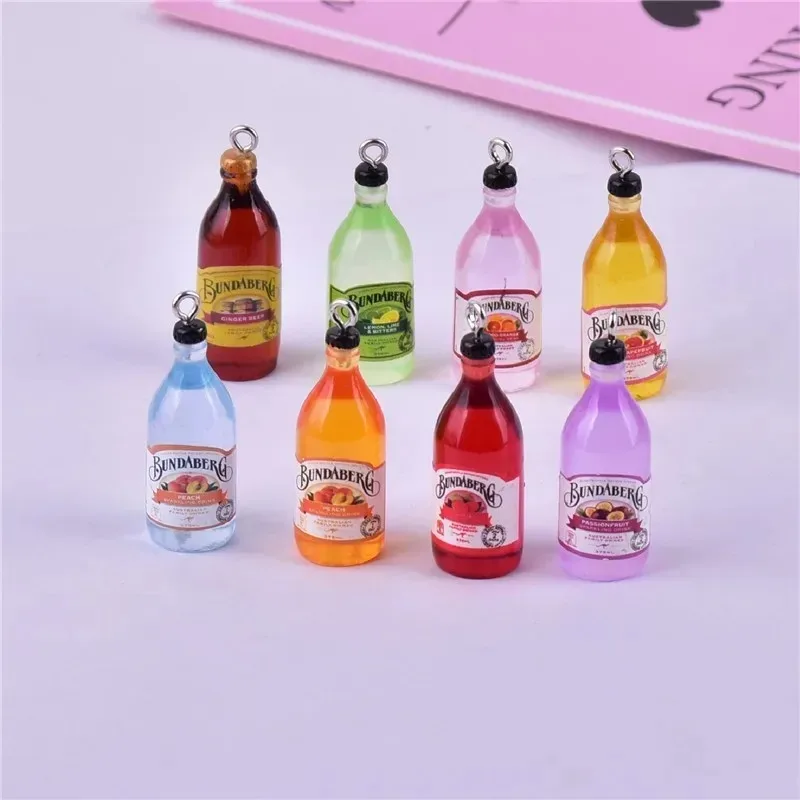 10Pcs/Lot Simulation Fruit Alcohol Bottle Charms Mini Drink Pendants For DIY Earrings Keychain Jewelry Findings