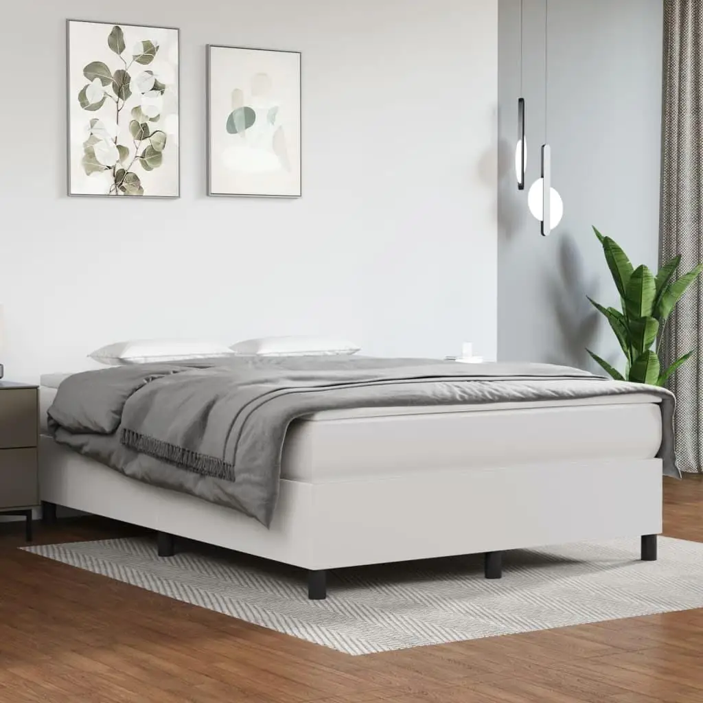 White Queen Faux Leather Bed Frame (Mattress Not Included) - Stylish & Durable, US Shipping Only