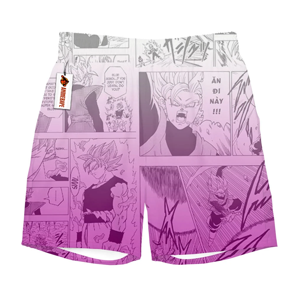 Japanese Anime Dragon Ball Goku Black Super Saiyan Rose Manga Print Quick Dry Shorts Men Streetwear Gym Training Athletic Shorts