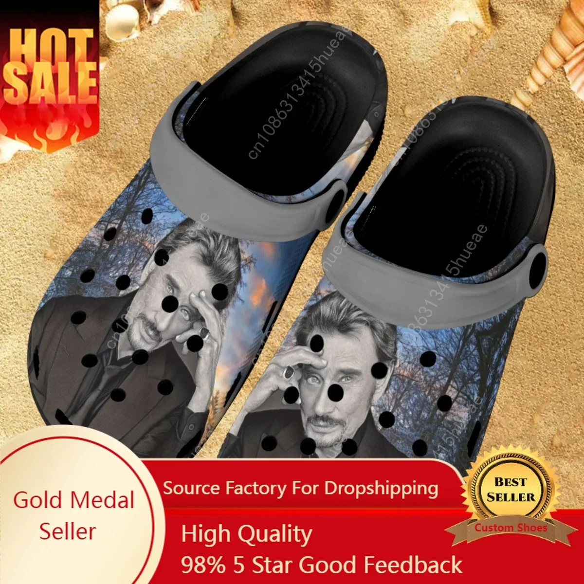 

2023 Johnny Hallyday Designer Fashion Sandals Summer Casual Non-slip Outdoor Indoor Slippers Soft Sole Lightweight Garden Shoes