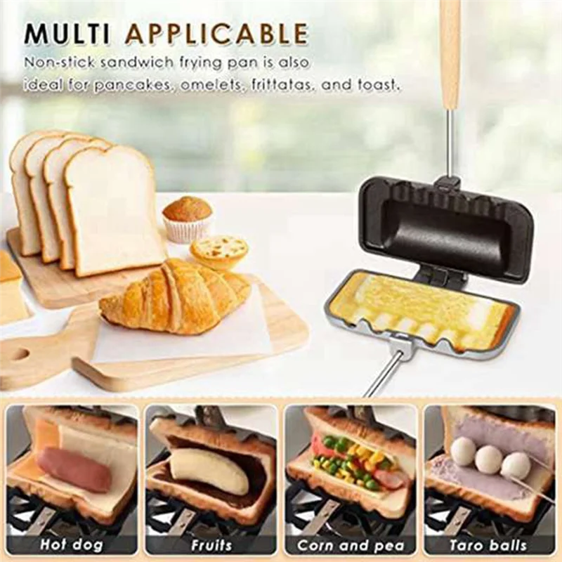 Hot Sandwich Maker, Hot Dog Toaster, Double-Sided Sandwich Baking Pan, Double Sided Frying Pan, for Grilled Cheese Maker