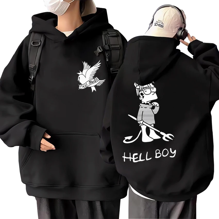 

Lil Peep Hell Boy Graphics Double sided printing Hoodie Men Women hip hop streetwear Fleece Long sleeve hoodies Unisex pullover