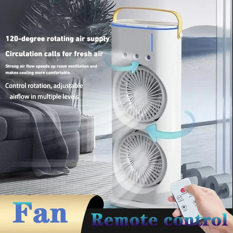 Air Conditioning Fan Spray Type Remote Control Rotatable Cooling Fan Household Portable Desktop Electric Fan with Light